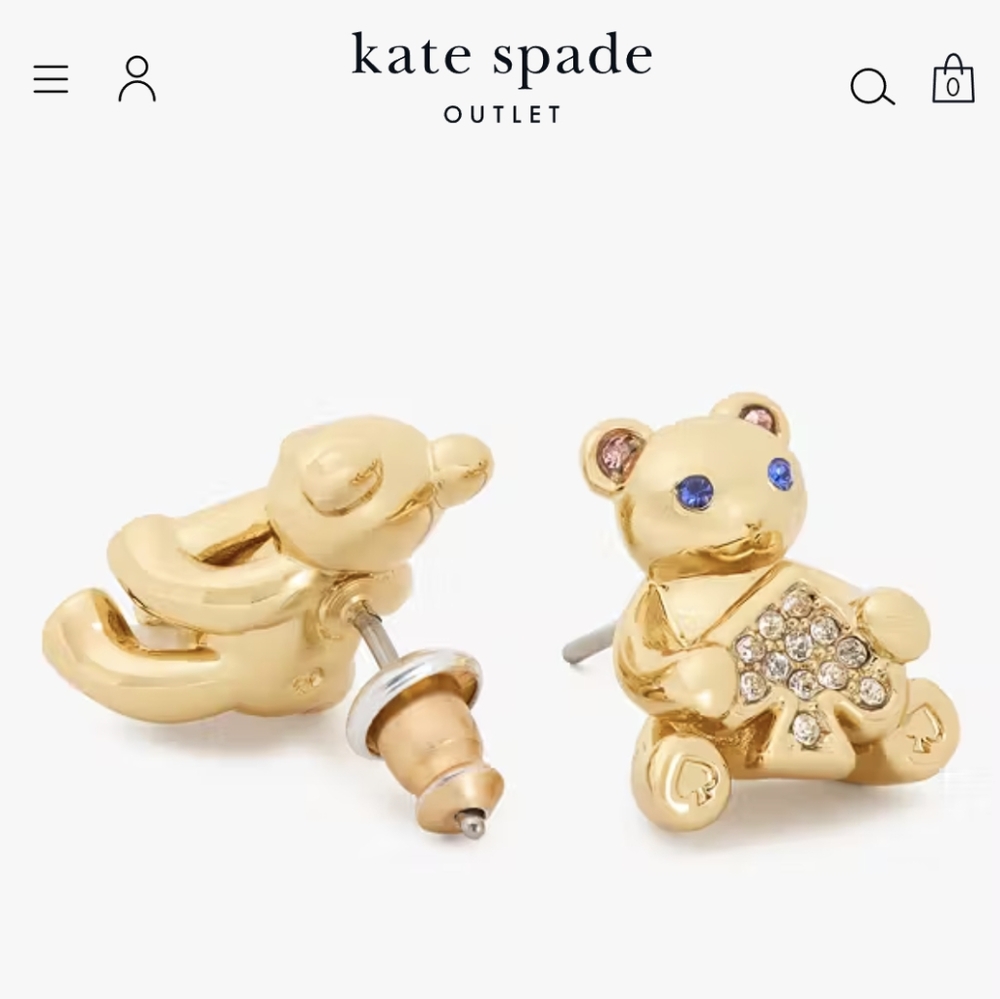 New in Box  Kate Spade Oh What Fun Teddy Bear 🧸🧸 Spade Studs